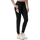 TBMPOY Women's Fleece Lined Jogger Pants Water Resistant Winter Hiking Sweatpants High Waisted Cargo Pockets Thermal Warm Running Black 2XL