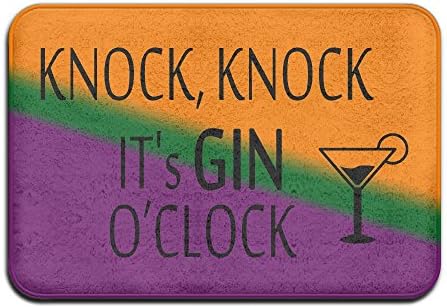 Knock Knock It's Gin O'clock Anti-Slip Floor Mat Rugs Doormat Living Room Bedroom Carpet 40 X 60cm