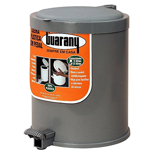 Lixeira 12 L Plástica com Pedal Cinza Guarani