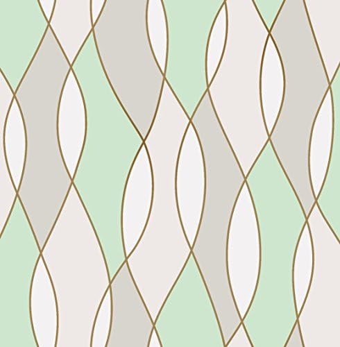 Apex Wave Geometric Wallpaper Green Fine Decor FD42173