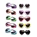 Pibupibu 10 Pack Neon Heart Sunglasses Bulk, Fun Cute Heart Shaped Sunglasses Bachelorette Party for Women