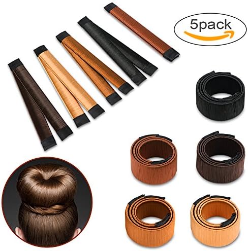 Beauty Donut Hair Bun Maker Fashion DIY Magic Bun French Twist Doughnuts Hair Band Accessories Hair Making Styling Disk Tool for Girls 5 Pack