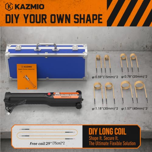 1500W Induction Heater Kit, 110V Magnetic Induction Heater with 10 Coils and Case, Nut Buster for Automotive Repair, Removing Rusted Bolts, Screws, and Gears,Orange
