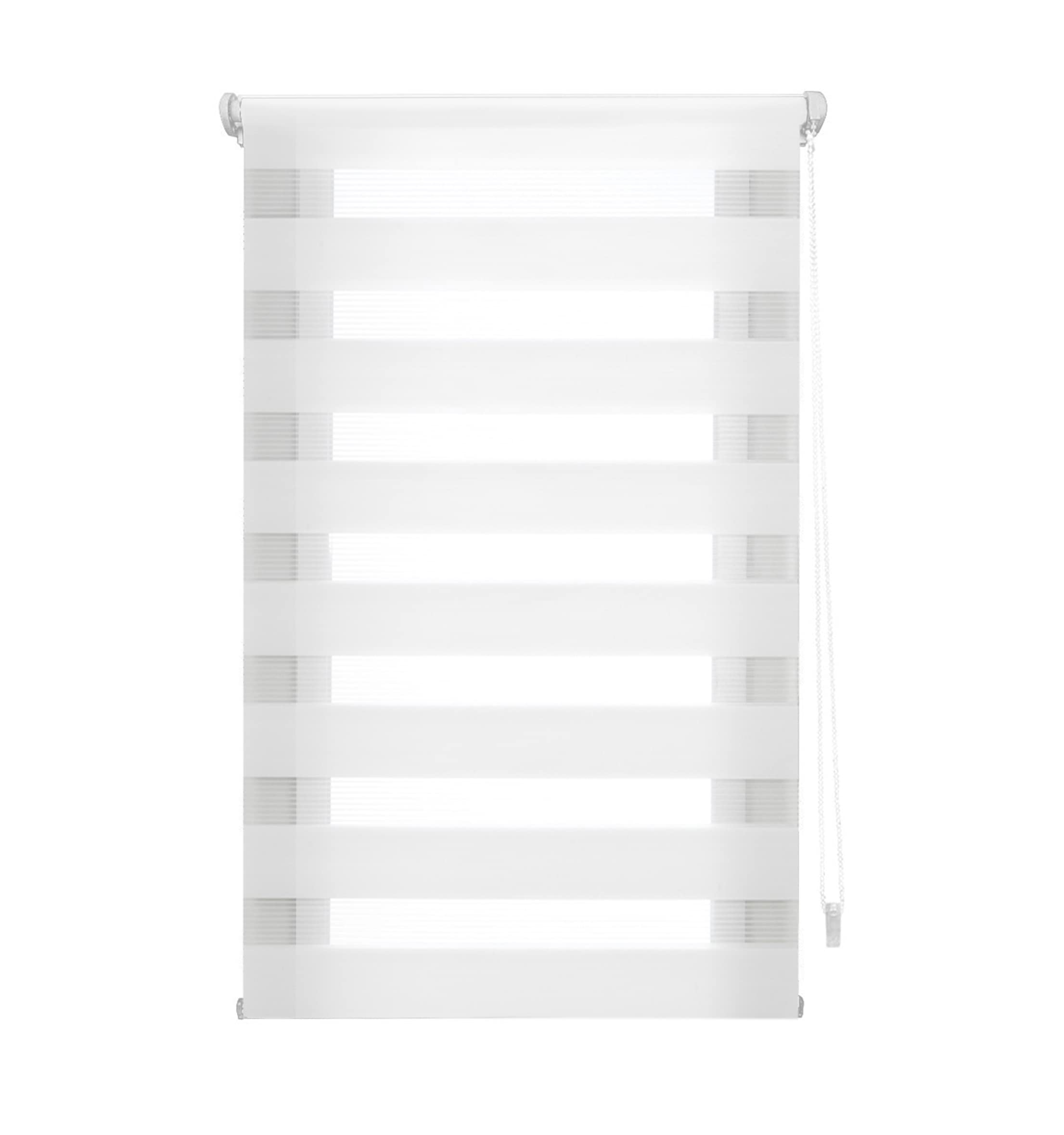 Blindecor - Indus without tools - double roller blind - night and day - white - 100 x 220 cm (width x length)