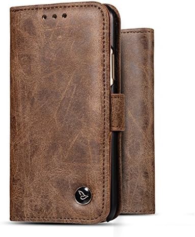 DricRoda iPhone X Case,Handmade Retro Vintage Geniune Leather Wallet Case Slim Flip Magnetic Cover for iPhone X Edition - 5.8 inch w/Durable Kicstand &amp; Multi Card Slots,Coffee Brown