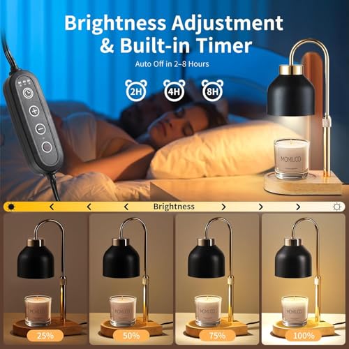 Candle Warmer Lamp, Timer Dimmer, Adjustable Height with 2 Bulbs, Wax Melt Warmer for Jar Candles, House Warming Gifts New Home Decor, Gifts for Women Mom