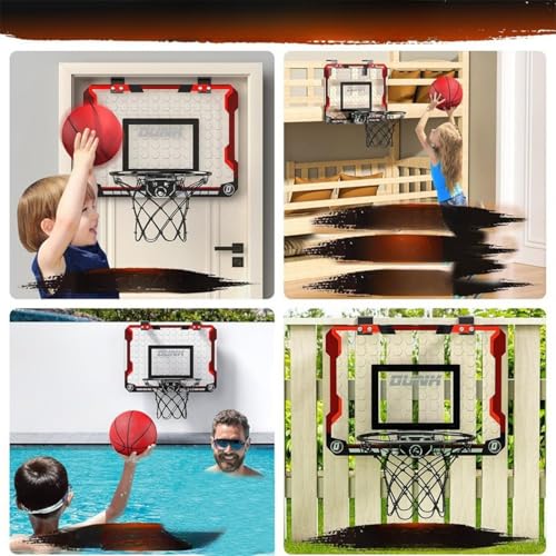 AM ANNA Basketball Hoop Indoor for Kids, Basketball Mini Hoop Pro Basketball Hoop Over the Door with LED Lighting & Audio Scoreboard, Boys Gifts Basketball Toys Gifts Room Accessories