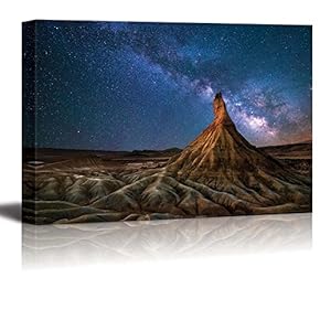 Beautiful Scenery Landscape Bardenas Desert Milky Way Navarra Spain Nature Beauty - Canvas Art Wall Art - 12" x 18"
