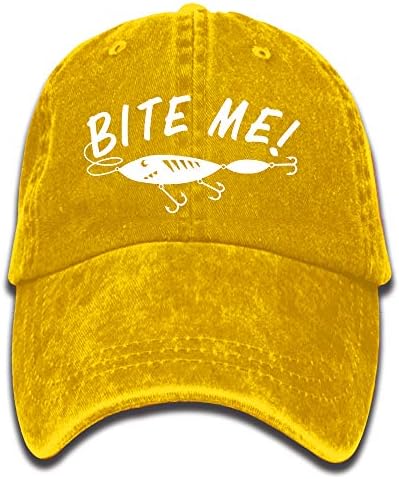 Alility Caps Bite Me Funny Fishing Vintage Adjustable Denim Hat Trucker Cap ForAdult