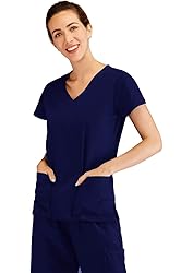 Minty Mint Women's V Neck Solid Stretch Medical
