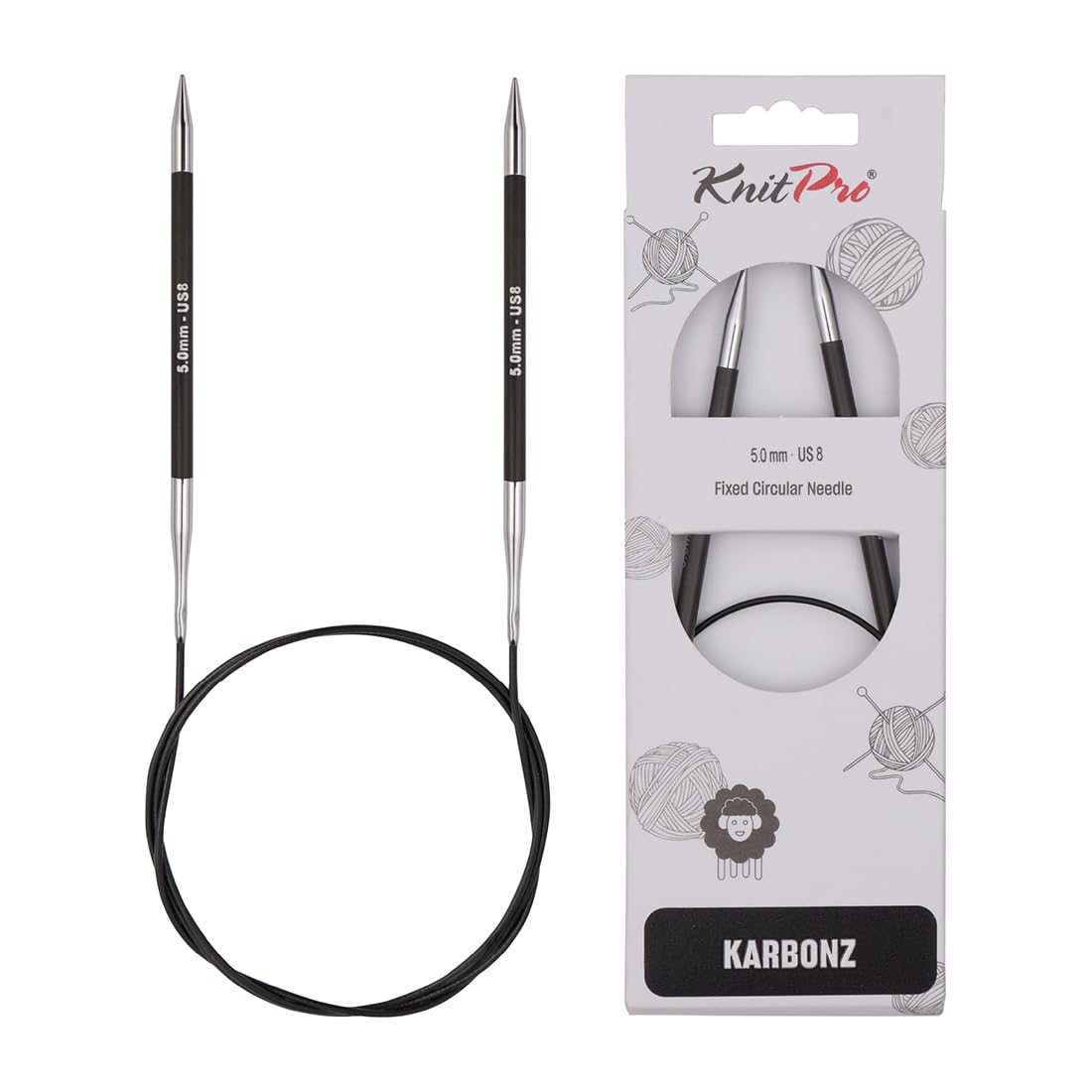 KnitPro Karbonz Fixed Circular Needles 32" (80cm) | 5.00 mm