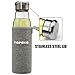 TOPOKO Handmade 18.5 Ounce Glass Water Bottle-Extra Strong Crystal Glass Bottle Bpa-Free, Lead-Free with Handmade Handle Nylon Sleeve (Grey)