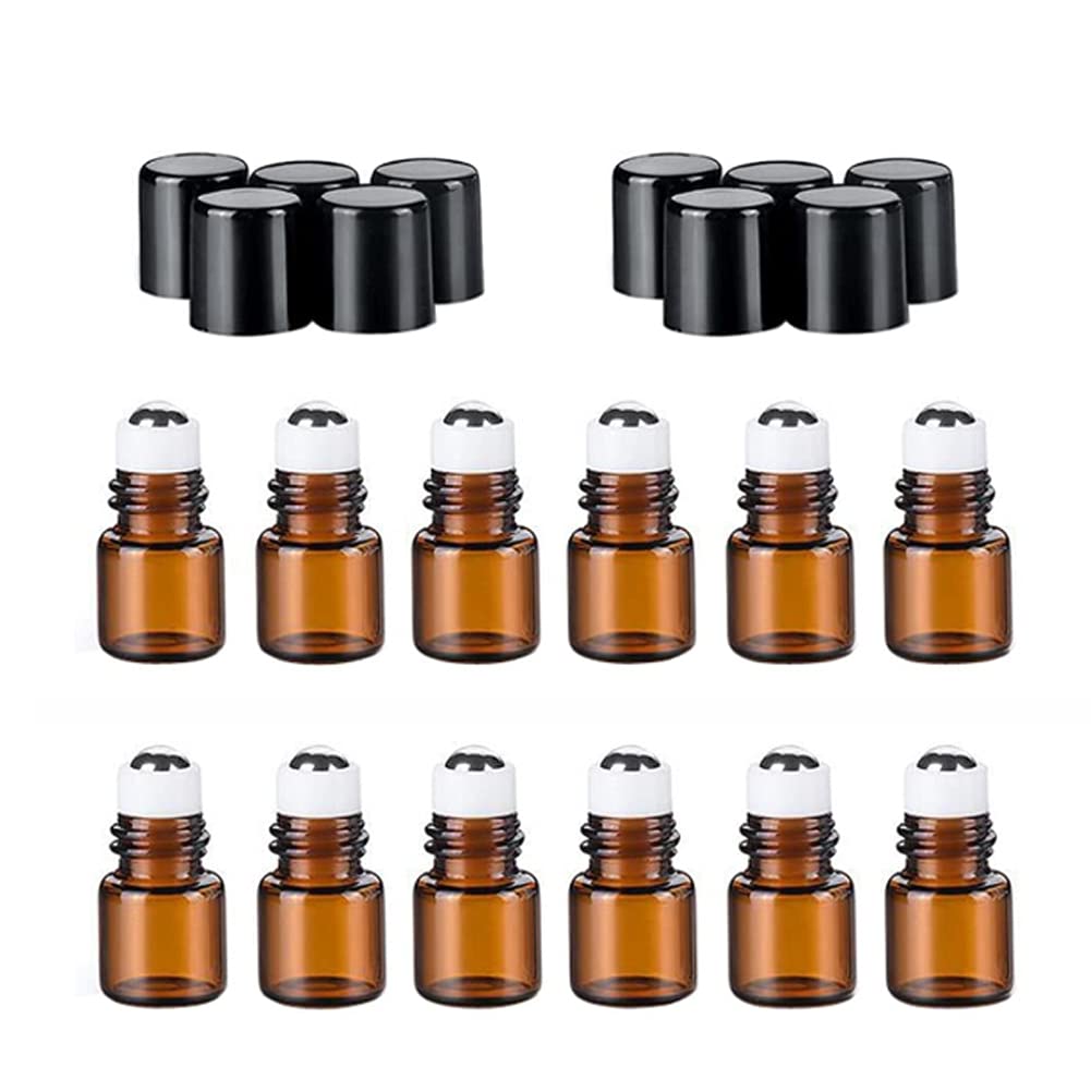 12Pcs 3ml Essential Oils Roller Bottles Mini Empty Roll-on Bottles with Stainless Steel Roller Balls and Black Cap Cosmetic Makeup Storage Vials For Fragrance Perfume Aromatherapy