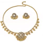 Bohemian Flower Earrings Pendant Necklace Jewelry Set Wedding Party Imitation Cubic Zirconia Choker Drop Dangling Tassel Bollywood Cocktail Party Birthday Xmas Valentine's Day Jewelry Gifts for Women