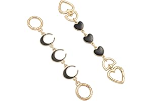 Anbys 2Pcs Bag Extender Chain Purse Strap Extenders for Handbags Purse Extender Chain Purse Strap Replacement Accessories Bag Charms (Black Heart/Moon)