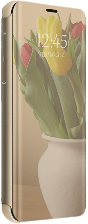 LG V30 Case, Translucent View Window Front Function Mirror Screen Flip Electroplate Plating Stand Full Body Protective Case for LG V30