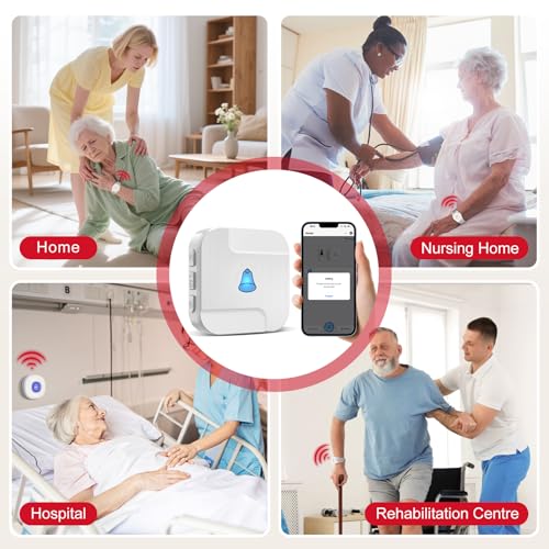 CallToU Wi-Fi Wireless Caregiver Pager Call Button for Elderly at Home , APP Emergency Alert for Seniors, Patients, and the Disabled with 1 Call Button, 1 Watch Button, 1 Receiver (2.4GHz Wi-Fi)
