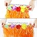 LoveS Pack of 12 Assorted Color Hula Grass Skirt with Flower Leis Costume Set, Luau Grass and Hawaiian Flower Bracelets, Headband, Necklace