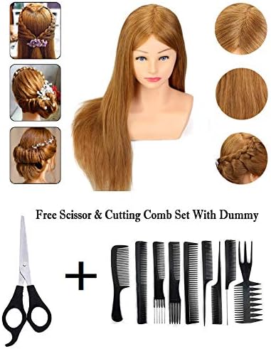 AASA Home and Saloon Use Real Hair Mannequin Dummy for Freshers for Training and Practice Use Blonde Pack of 1 (Human Hair Dummy)