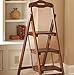 3-step Wood Folding Ladder Stool Walnut Finish 48