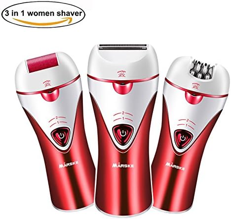 Epilator, Cordless Electric Hair Removal Epilator 3 in 1 Rechargeable Razors Women Bikini Trimmer Hair Removal Shaver, Safe to Use &amp; Easy To Clean For Any Unwanted Fine Hairs (Red)
