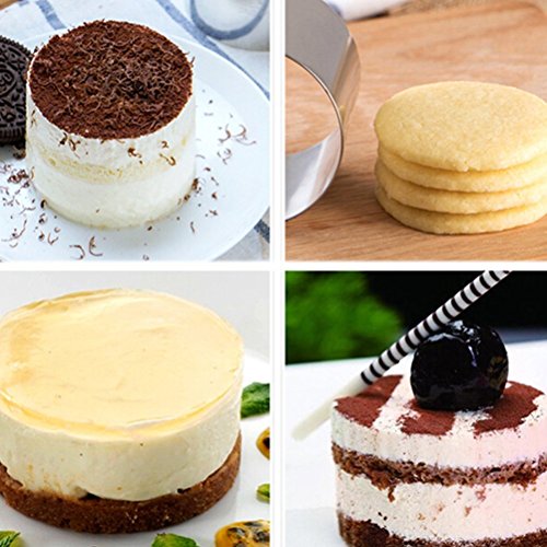3 Pcs Stainless Steel Mini Round Food Pastry Ring Mousse Cake Mold, Surface Brushed Treatment, Durable, Anti-Fingerprints, Wear-resistant, 2 Inch Diameter, 1.5 Inch Height