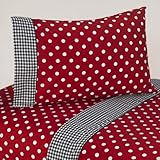4pc Queen Sheet Set for Red and White Polka Dot Ladybug Bedding Collection by Sweet Jojo Designs