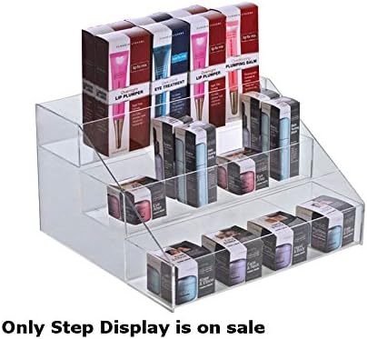 Clear Three-Tier Counter/Pegboard/Slatwall Step Display 12"W x 11.75"D x 7.125"H