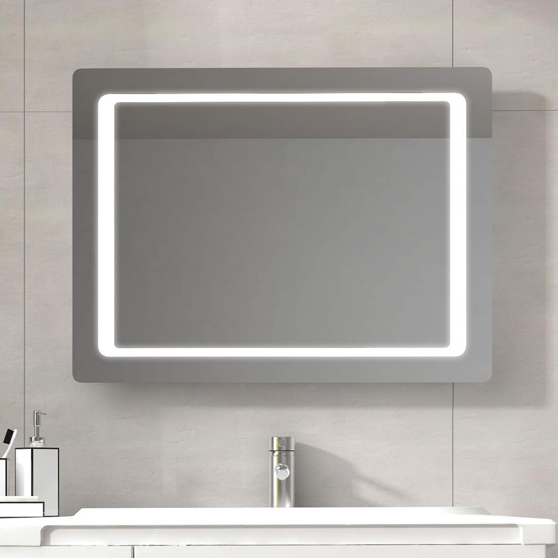 800x600mm Illuminated LED Bathroom Mirror LED Mirror with Lights + Sensor Switch