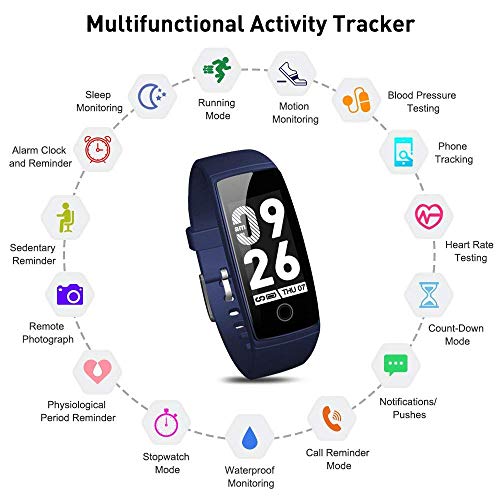 Blood Pressure Watch Fitness Tracker RIVERSONG Waterproof Color Screen Sport Smart Bracelet Band Activity Monitor with Heart Rate Calories Pedometer Sleeping Tracking Call/SMS Reminder for Smartphones - Thumbnail 6