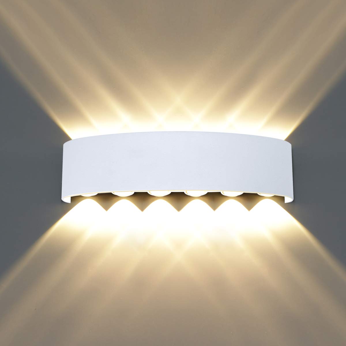 HAWEE Modern Wall Light LED Wall Lamp Up and Down Waterproof Aluminum Wall Wash Lights Indoor Outdoor for Bedroom Bathroom Stairs Porch Corridor Living Room Hallway, 12W Warm White