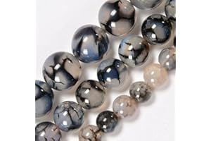 Zenkeeper 116Pcs Dragon Vein Agate Beads for Jewelry Making 6 MM Smooth Round Loose Gemstones Beads for Bracelet Making