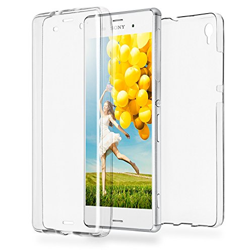Xperia Z3 Case, OneFlow [360 Full Body Double Case] Silicone Clear Rubber Soft Case for Sony Xperia Z3 built-in Screen Protector Cover - CRYSTAL