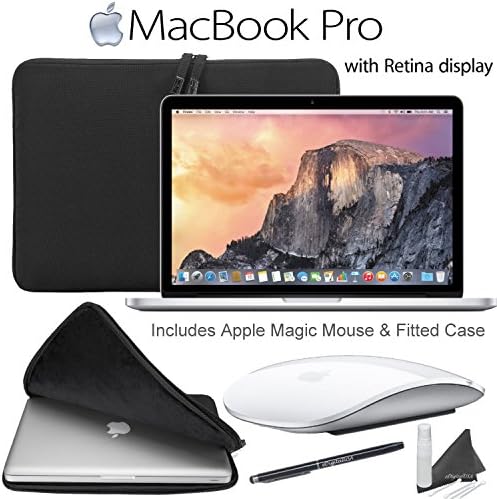 Apple MacBook Pro with Retina Display &amp; Magic Mouse - 2.7 GHz Intel Core i5 (Broadwell / Turbo Boost up to 3.1 GHz) - 9 Hour Battery Life - MF840LL/A w/ Fitted Carrying Case and more