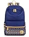 Leaper Casual Canvas Backpack bag Laptop Bag Travel Bag Navy Blue