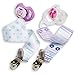 Liname Pacifier Clip for Girls - 4 Pack - Premium Quality & Modern 2-Sided Design - Pacifier Clips Fit all Pacifiers & Soothers - Perfect Baby Shower Gift