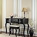Fineboard Vanity Beauty Station Makeup Table and Wooden Stool 3 Mirrors and 5 Organization Drawers Set, Black