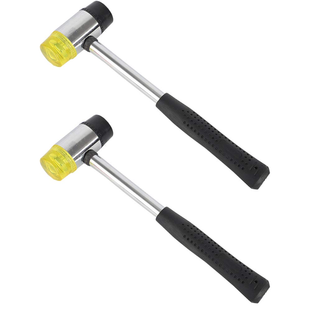 Mini Rubber Mallet, 2 Pieces Double Head Rubber Hammer, Replaceable Head Rubber Hammer, with Non Slip Rubber Handle, for Jewelry DIY Craft Tools Leather Craft (40mm)