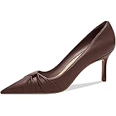 PiePieBuy Womens Pointed Toe Pumps Twist Knot Stiletto Mid Heel Faux Leather Dress Shoes
