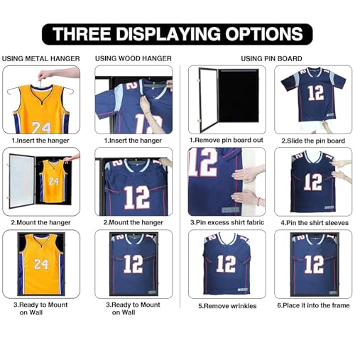 Black Jersey Display Frame Case Lockable, Sport Jersey Shadow Box with UV Protection Acrylic and Hanger for Baseball Basketball Football Soccer Hockey Shirt and Uniform, 80*60*4Cm