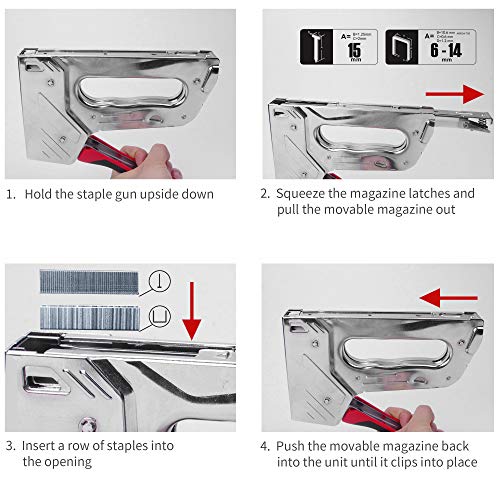 Manual Staple Nail Gun Kit, KeLDE Heavy Duty Hand Tacker for T50 Staples and Brad Nails, Includes 1200pcs Staples with 5/16, 3/8, 1/2, 9/16 Inch Length and 300 pieces 5/8-in 18Ga Nails