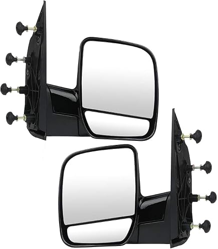 Pair Side View Mirrors For 2010-2017 Ford E-Series Vans (E-150, E-250, E-350, E-450) – Power Adjust, Textured Black - View #2