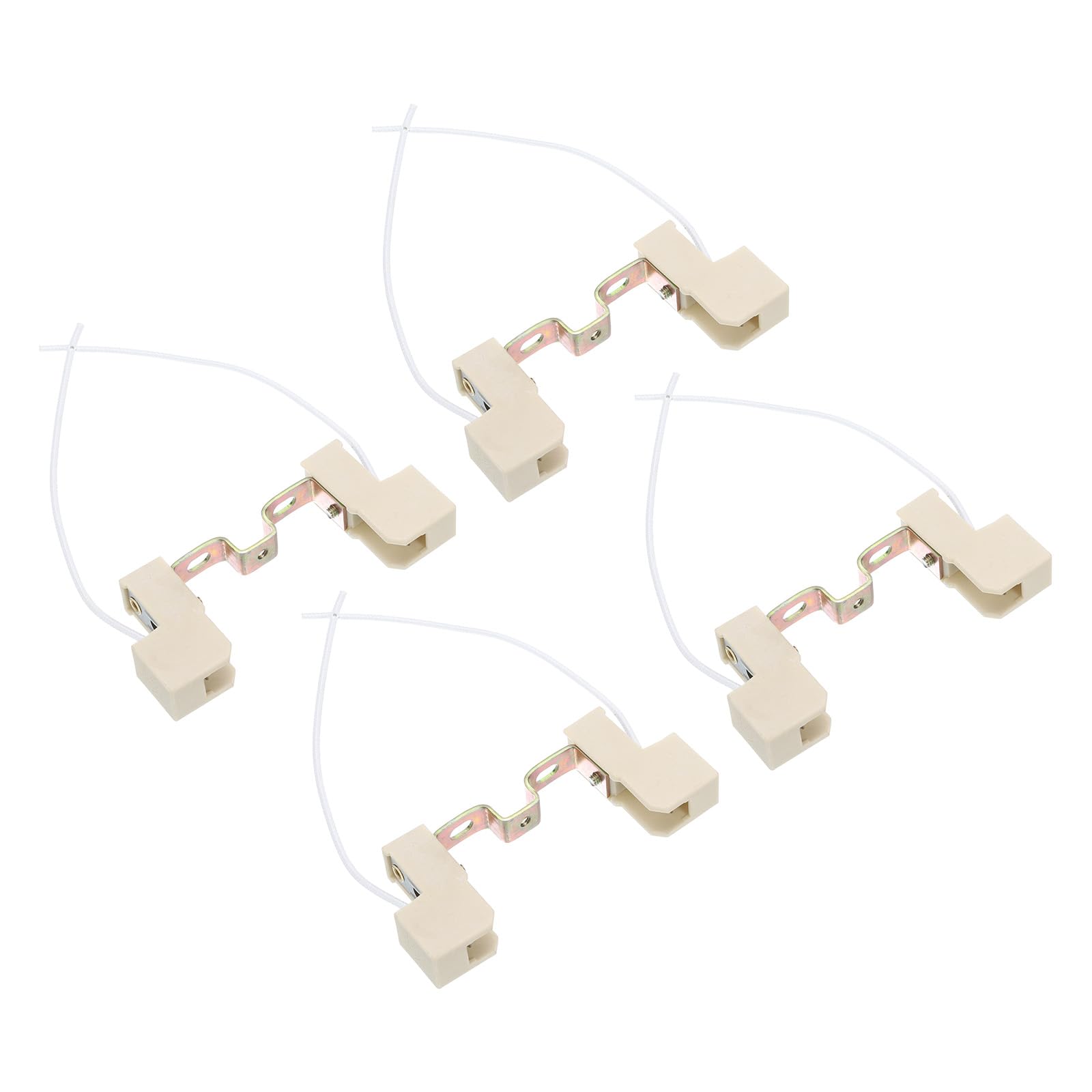 PATIKIL 78mm R7S Socket, 4 Pack Ceramic Lamp Holder Halogen Socket Bulb Base Converter Connector Double Ended with Cable Wire, Multicolor White