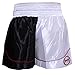 Farabi Sports Muay Thai Shorts Kickboxing Shorts MMA Boxing Training Shorts (White/Black, X-Large)