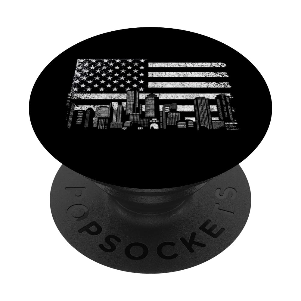 City Skyline Skyscrapers American Flag PopSockets Swappable PopGrip