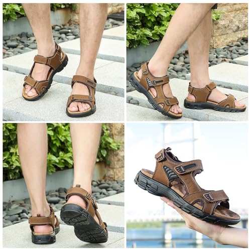 Gugifcto Men's Sandals for Trekking Hiking Sports Barefoot Leather Crabs 38-46 EU