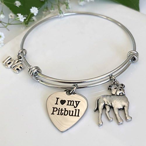 Pitbull Dog Bracelet - Charm Bangle for Pitty Dog - Pet Themed Jewelry