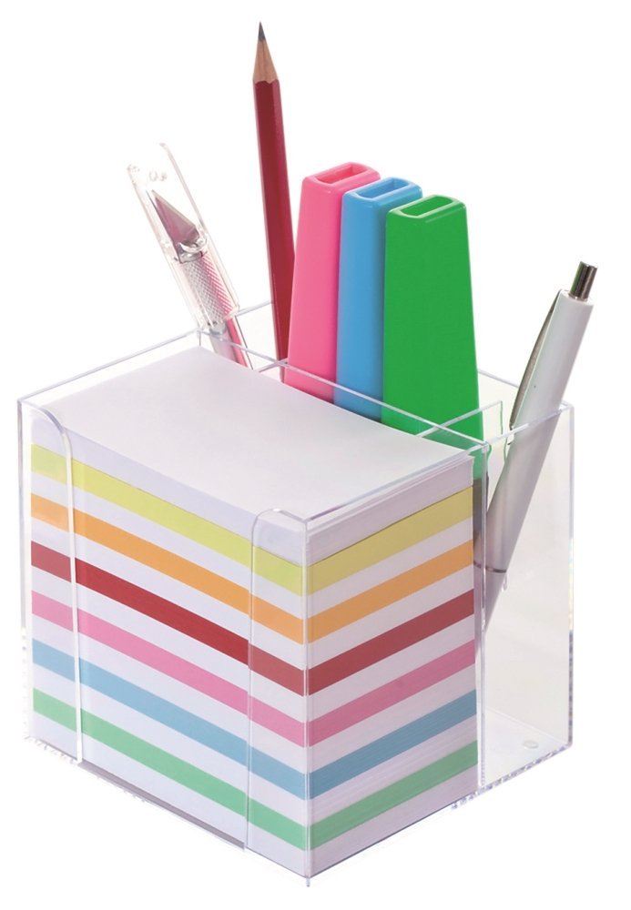 Wedo 270 266916 Combined Memo Box/Pen Holder - Transparent