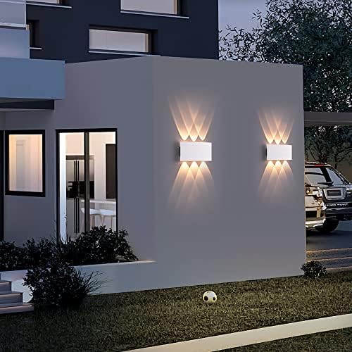 2 Pack Lampada da Parete Esterno/Interno LED Applique da Esterni 12W 1200LM Up Down Lampada da Parete IP65 Impermeabile Moderno Lampade Muro Alluminio Bagliore su e giù (Bianco 4500K luce naturale)