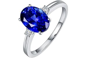 Women Ring Silver Blue Diamond Adjustable Rings for Wedding Anniversary Party Stylish Professional